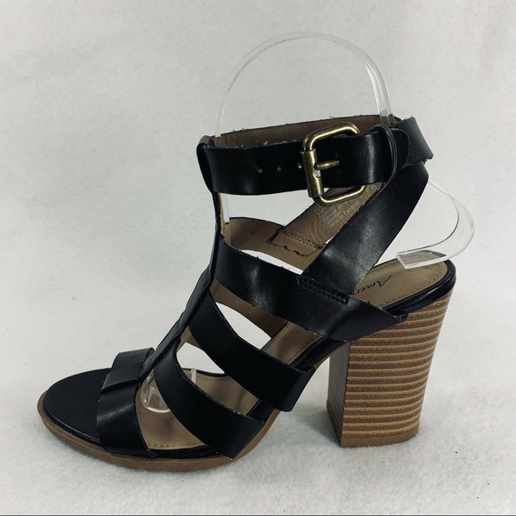 American Eagle Womens Heels Sandals Black Block size Ankle Strap Adjustable - Picture 3 of 5